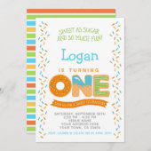 ドーナツアイスクリームのクッキー、菓子の誕生日の招待状 招待状 (正面/裏面)