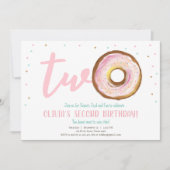 ドーナツウォーターカラー2スイートガールセカンド誕生日 招待状 (正面)