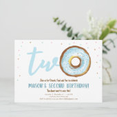 ドーナツウォーターカラー2スイートボーイセカンド誕生日 招待状 (スタンド正面)