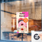 ドーナツカスタマイズ ベージュ ピンク プロモーション ウィンドウサイン (カフェ窓)