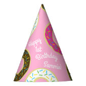 ドーナツカラフルドーナツ1st誕生日パーティーテーマ パーティーハット (正面)