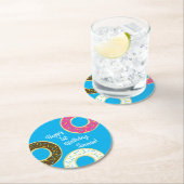 ドーナツカラフルドーナツ1st誕生日パーティーテーマ ラウンドペーパーコースター (インサイチュ)