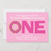 ドーナツカラフル1歳の誕生日招待状 招待状 (正面)