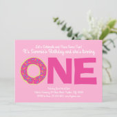 ドーナツカラフル1歳の誕生日招待状 招待状 (スタンド正面)