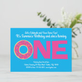 ドーナツカラフル1歳の誕生日招待状 招待状 (スタンド正面)
