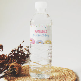 ドーナツガール誕生日ウォーターボトルラベル ペットボトルラベル