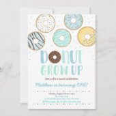 ドーナツグループアップブルードーナツボーイ誕生日 招待状 (正面)