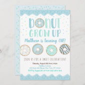 ドーナツグループアップブルードーナツ誕生日 招待状 (正面/裏面)