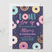 ドーナツグロウアップウォーターカラー私たちの甘い女の子の誕生日 招待状 (正面)
