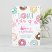 ドーナツグロウアップウォーターカラー私たちの甘い女の子誕生日I 招待状 (スタンド正面)