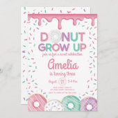 ドーナツグロウアップピンクドーナツ誕生日招待状 招待状 (正面/裏面)