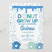 ドーナツグロウアップブルードーナツ誕生日招待状 招待状 (正面/裏面)