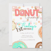 ドーナツグローアップテーマ誕生日小さな女の子ブランチ 招待状 (正面)