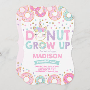ドーナツグロープアップ誕生日招待状ドーナツ&ユニコーン 招待状