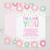 ドーナツサンキューカードドーナツ成長パーティーピンク金ゴールド サンキューカード (正面/裏面)