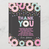 ドーナツサンキューカードドーナツ成長パーティーピンク金ゴールド サンキューカード (正面/裏面)