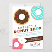 ドーナツショップの誕生日パーティー マグネット招待状 (正面)