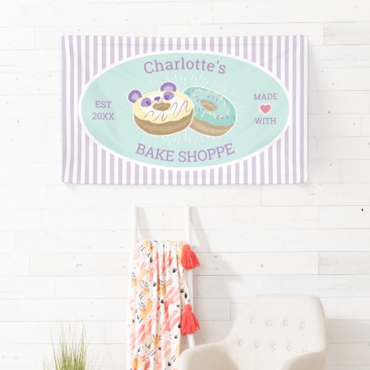 ドーナツショップベーカリー紫と緑 横断幕 (インサイチュ)