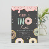 ドーナツスイートピンクドーナツガールバースデーパーティー 招待状 (スタンド正面)