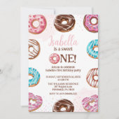 ドーナツスイートワンガール振りかける1st誕生日 招待状 (正面)
