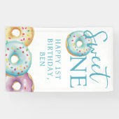 ドーナツスイートワンブルー1st誕生日パーティー 横断幕 (横)