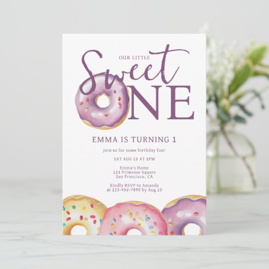 ドーナツスイートワン1歳の誕生日パーティー 招待状 (スタンド正面)