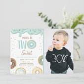 ドーナツスウィートブルーパステル第2バースデーパーティー 招待状 (スタンド正面)