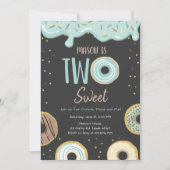 ドーナツスウィートブルーパステル第2バースデーパーティー 招待状 (正面)