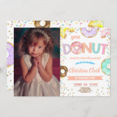 ドーナツスプリンクルガール誕生日と写真 招待状 (正面/裏面)
