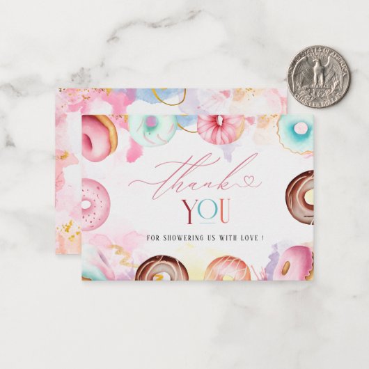 ドーナツタイムウォーター感謝していカーの赤ちゃんシャワー ノートカード (正面/裏面インサイチュ)