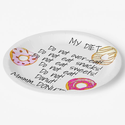 ドーナツダイエットおもしろいドーナツスユーモアのあるナックフード ペーパープレート (アングル)