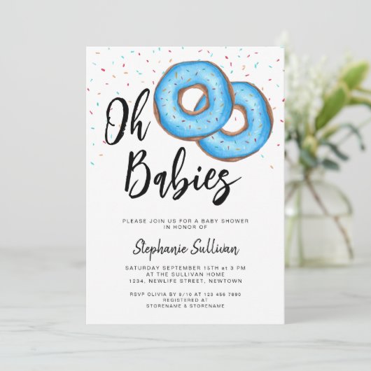 ドーナツツインボーイズ赤ちゃんシャワー 招待状 (スタンド正面)