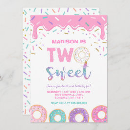 ドーナツツースイート誕生日招待状ドーナツパーティーピンク 招待状