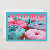 ドーナツティール(緑がかった色)誕生日グリーティングカード カード (正面)