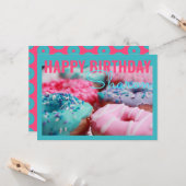 ドーナツティール(緑がかった色)誕生日グリーティングカード カード (正面/裏面インサイチュ)