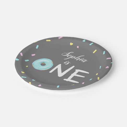 ドーナツテーマの第1誕生会 ペーパープレート (アングル)