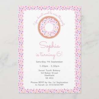 ドーナツテーマの誕生日パーティーの招待 招待状