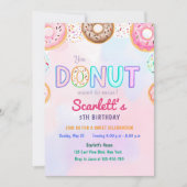 ドーナツテーマの5th誕生日パーティーへの招待 招待状 (正面)