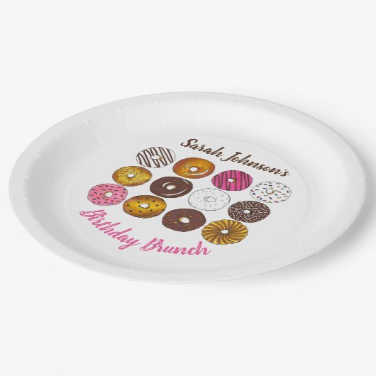 ドーナツドーナッツバースデーパーティーブランチベイクセール ペーパープレート (アングル)