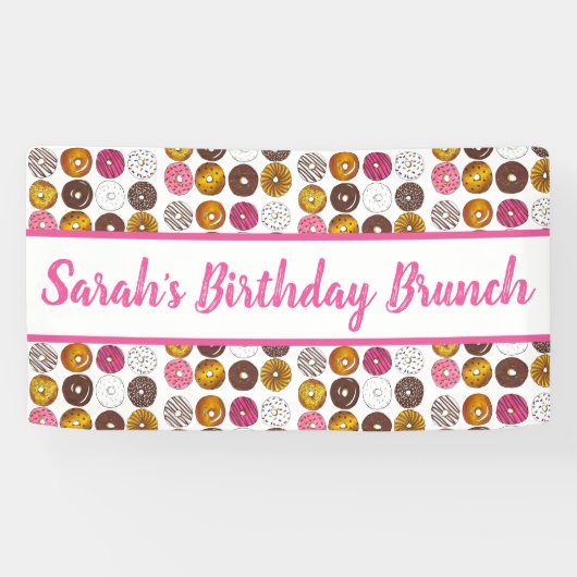 ドーナツドーナッツバースデーパーティーブランチベイクセール 横断幕 (横)