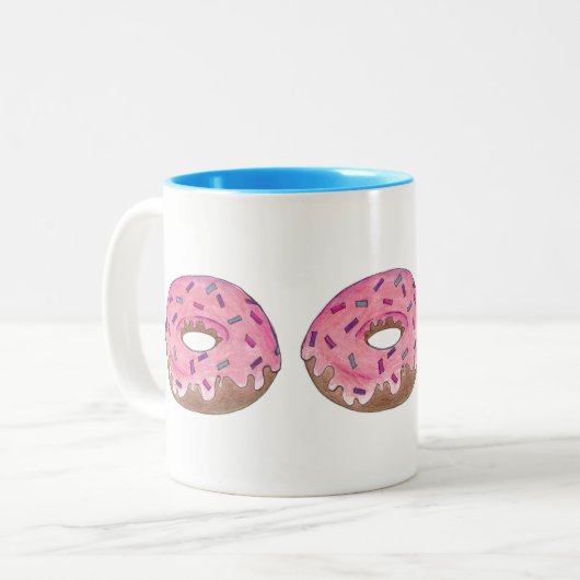 ドーナツドーナツと振りかけるブレックファーストフードマグ ツートーンマグカップ (正面左)