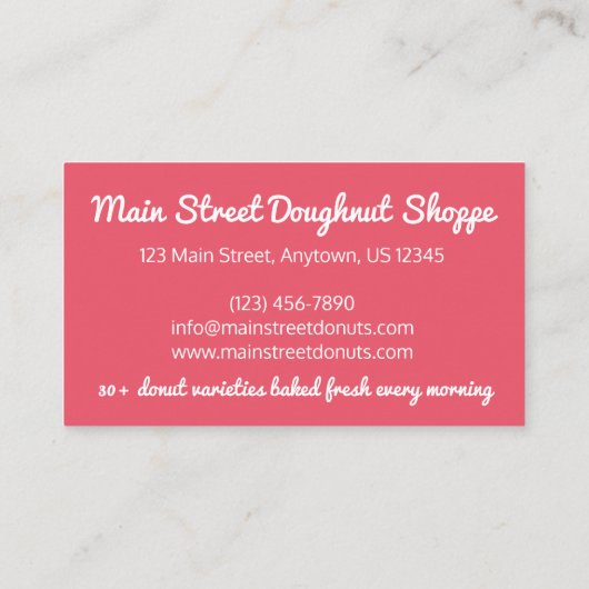 ドーナツドーナツスプリンクルベーカリー焼いたバイペストリー 名刺 (裏面)