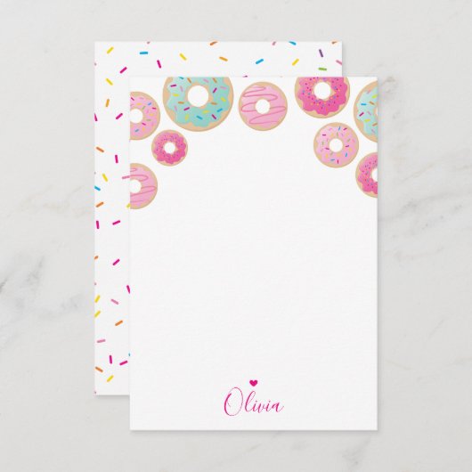 ドーナツノート紙かわいいカラフル感謝してい先生ユー 招待状 (正面/裏面)