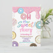 ドーナツハウスイートバースデーパーティーピンクパステルガール 招待状 (スタンド正面)