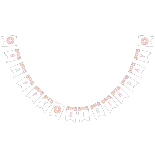 ドーナツハッピーバースデーバンティンバナーアクア バンティングフラッグ (全)