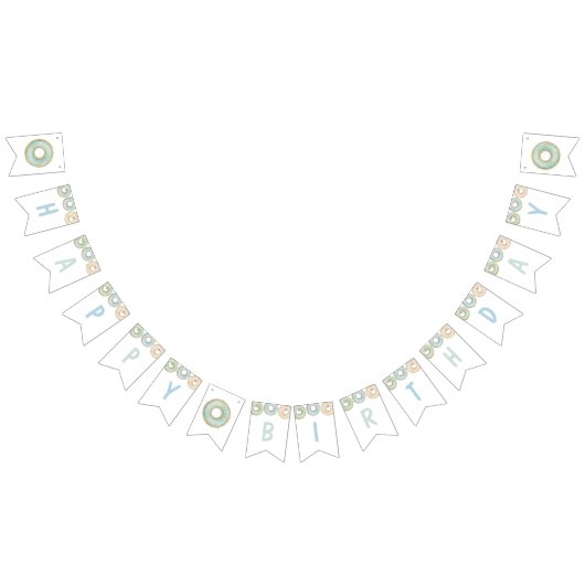 ドーナツハッピーバースデーバンティンバナーブルー バンティングフラッグ (全)