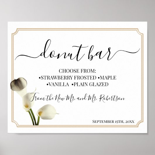 ドーナツバースイーツテーブルウェディングレセプションサイン ポスター (正面)