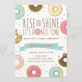 ドーナツバースデーパーティーの招待状の上昇と輝き 招待状