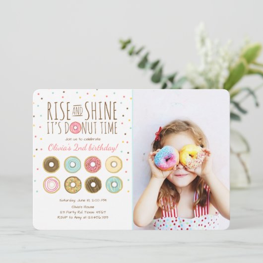 ドーナツバースデーパーティーの招待状の上昇と輝き 招待状 (スタンド正面)