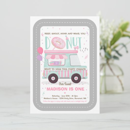 ドーナツバースデーパーティードライブバイ誕生日パレード 招待状 (スタンド正面)